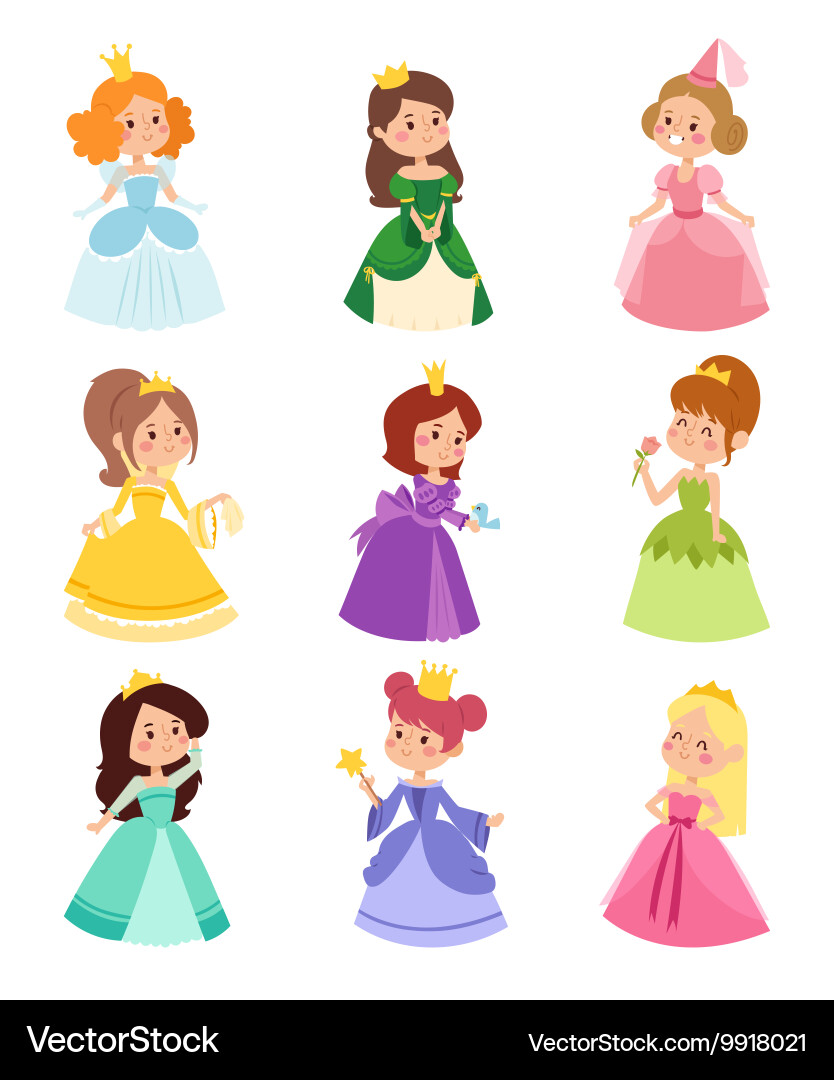 Princess set Royalty Free Vector Image - VectorStock