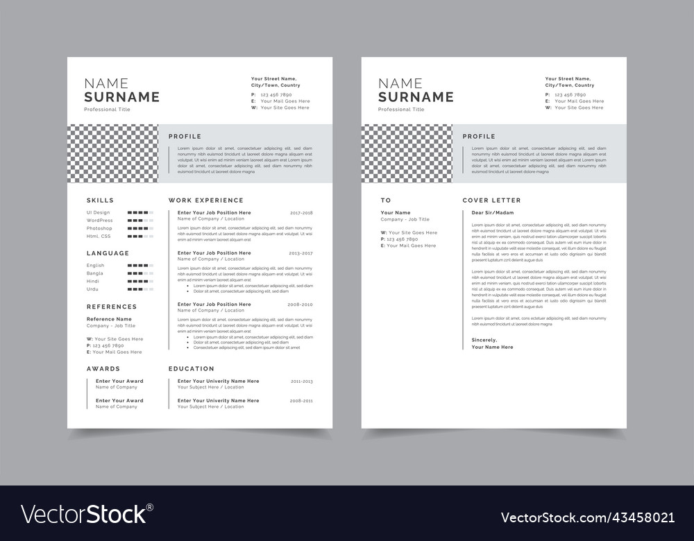 Professional resume template design layout