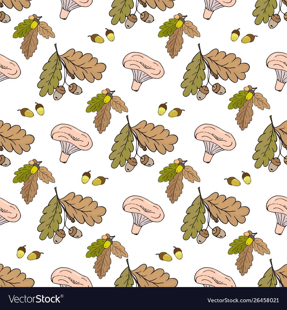 Seamless autumn background with falling acorns
