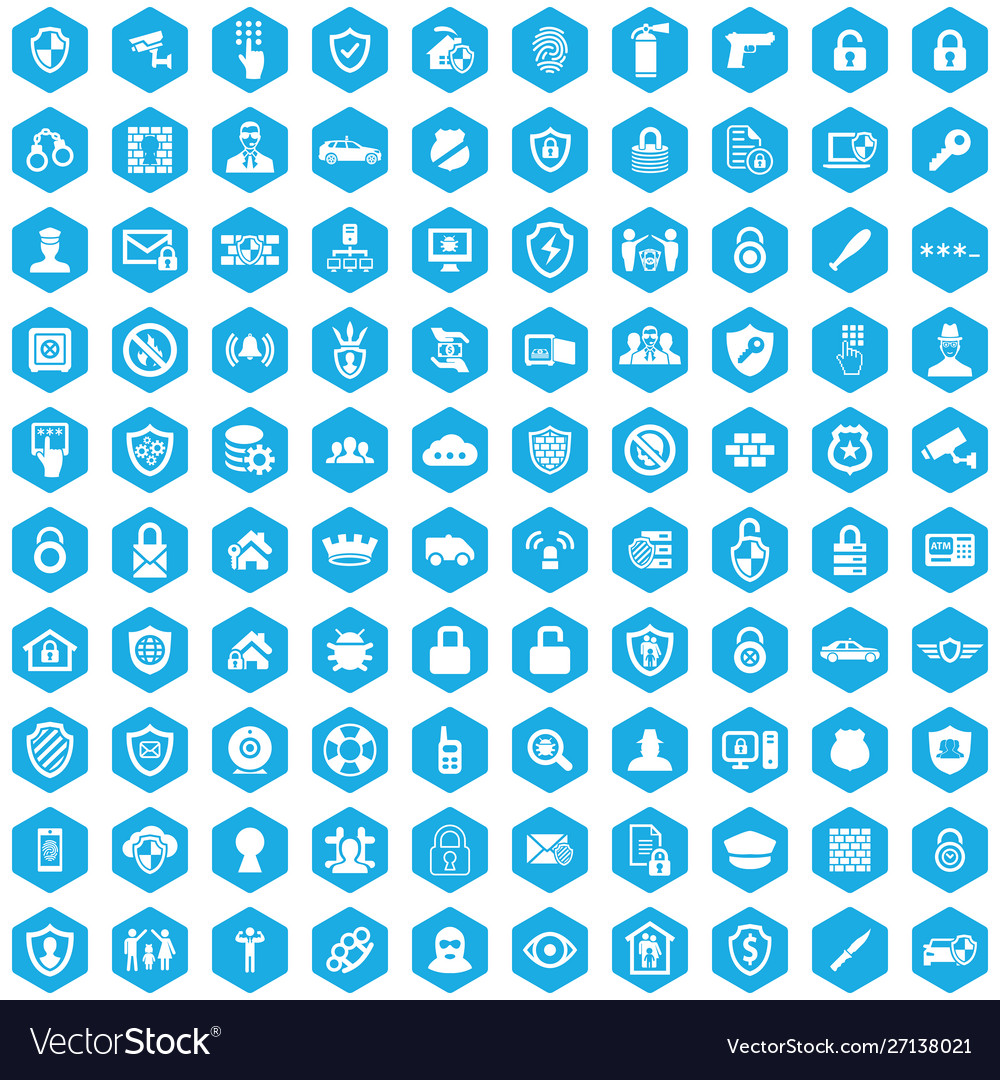 Security 100 icons universal set for web and ui