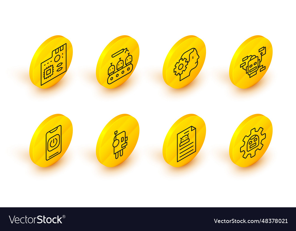 Set line robot technical specification turn off vector image Set line robot technical specification turn off