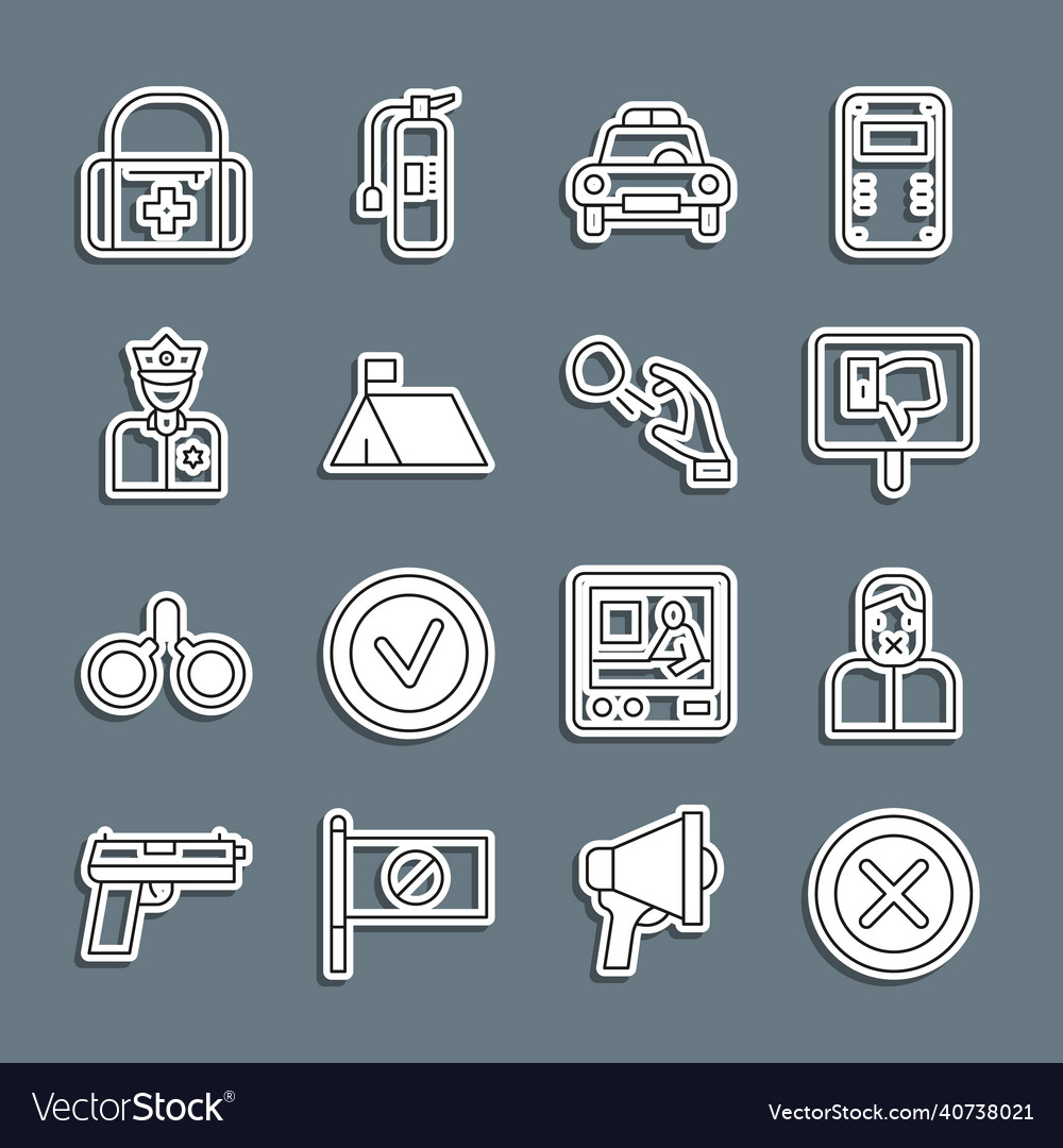 Set line x mark cross in circle censor vector image Set line x mark cross in circle censor