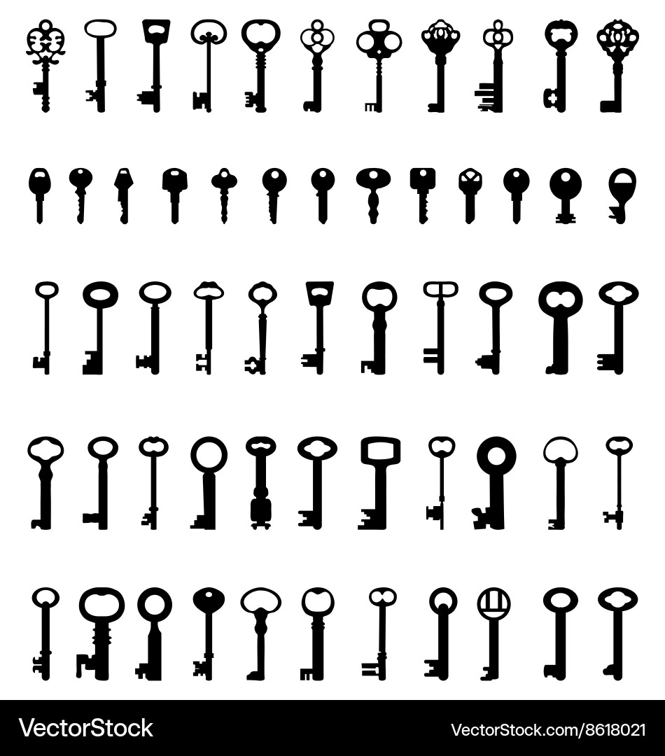 Silhouettes door keys Royalty Free Vector Image