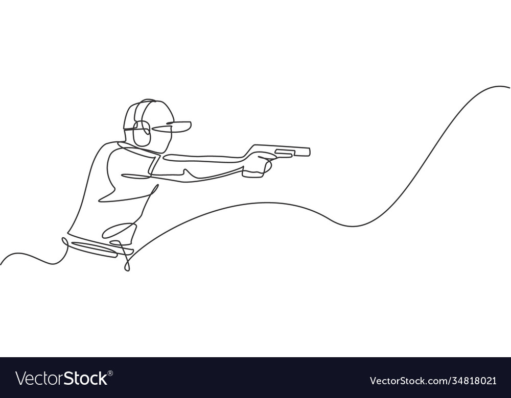 Single continuous line drawing young athlete Vector Image