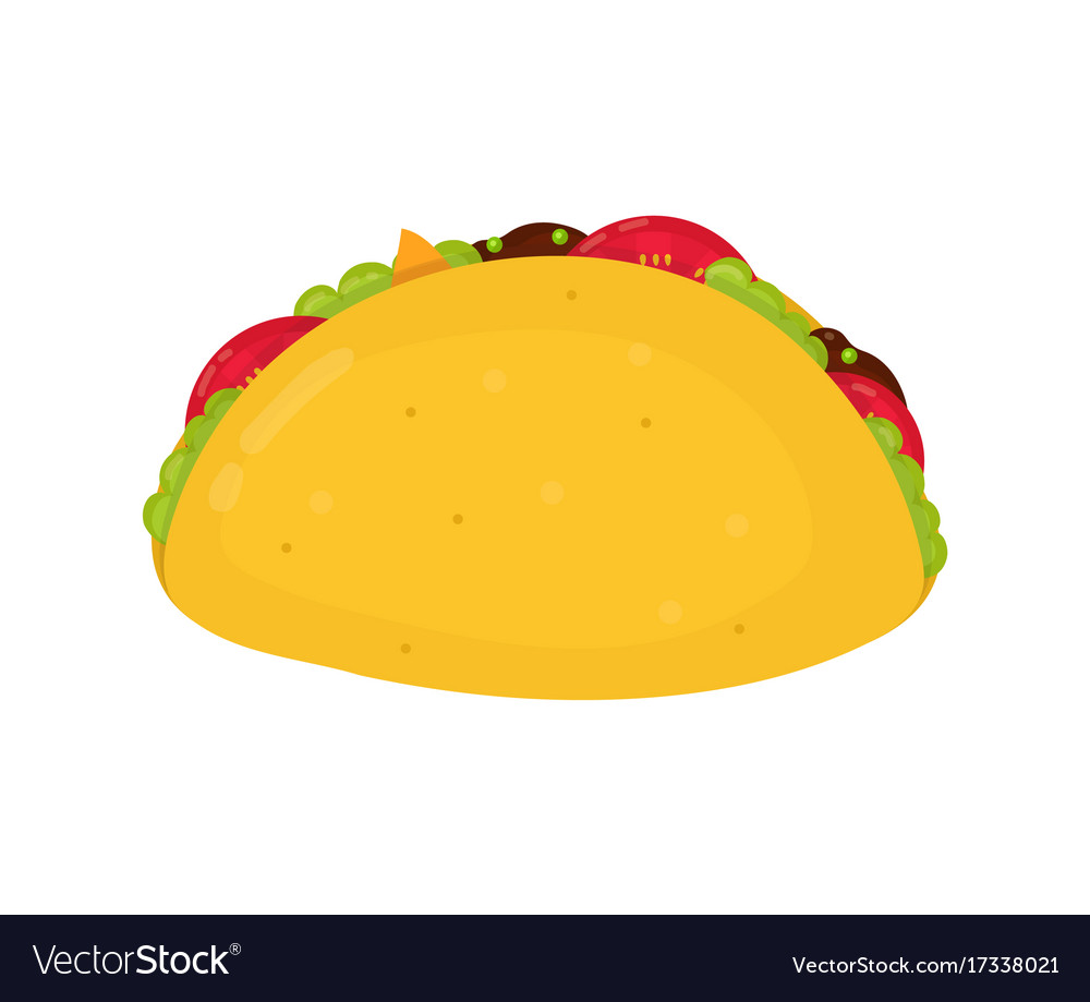 Tasty taco flat cartoon character Royalty Free Vector Image