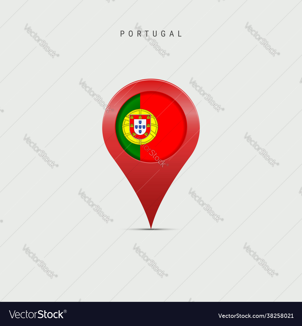 Teardrop map marker with flag portugal