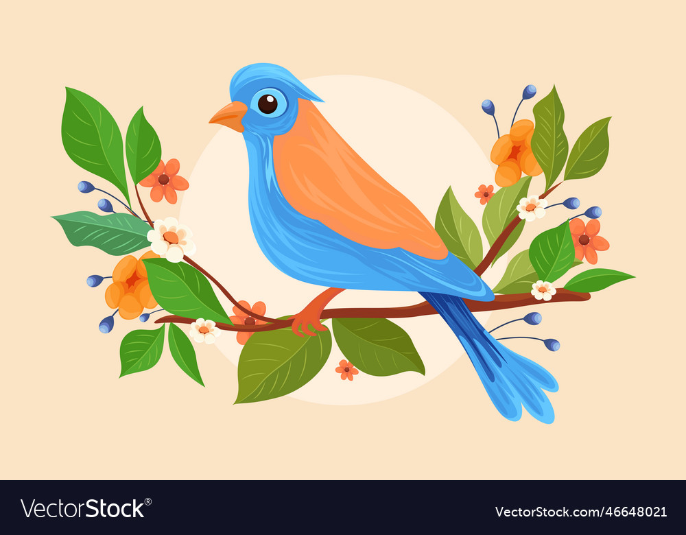 With beautiful bird and flowers