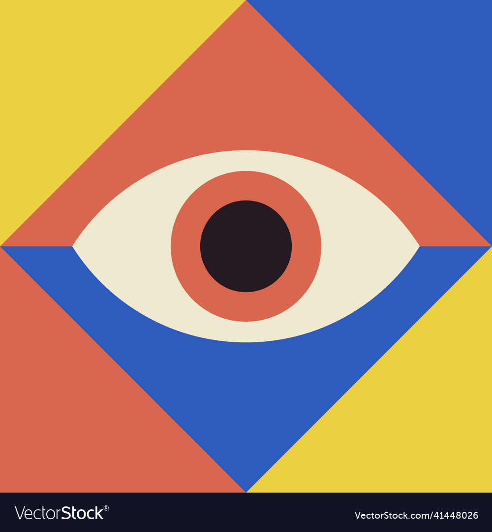 Bauhaus eye with geometry background Royalty Free Vector