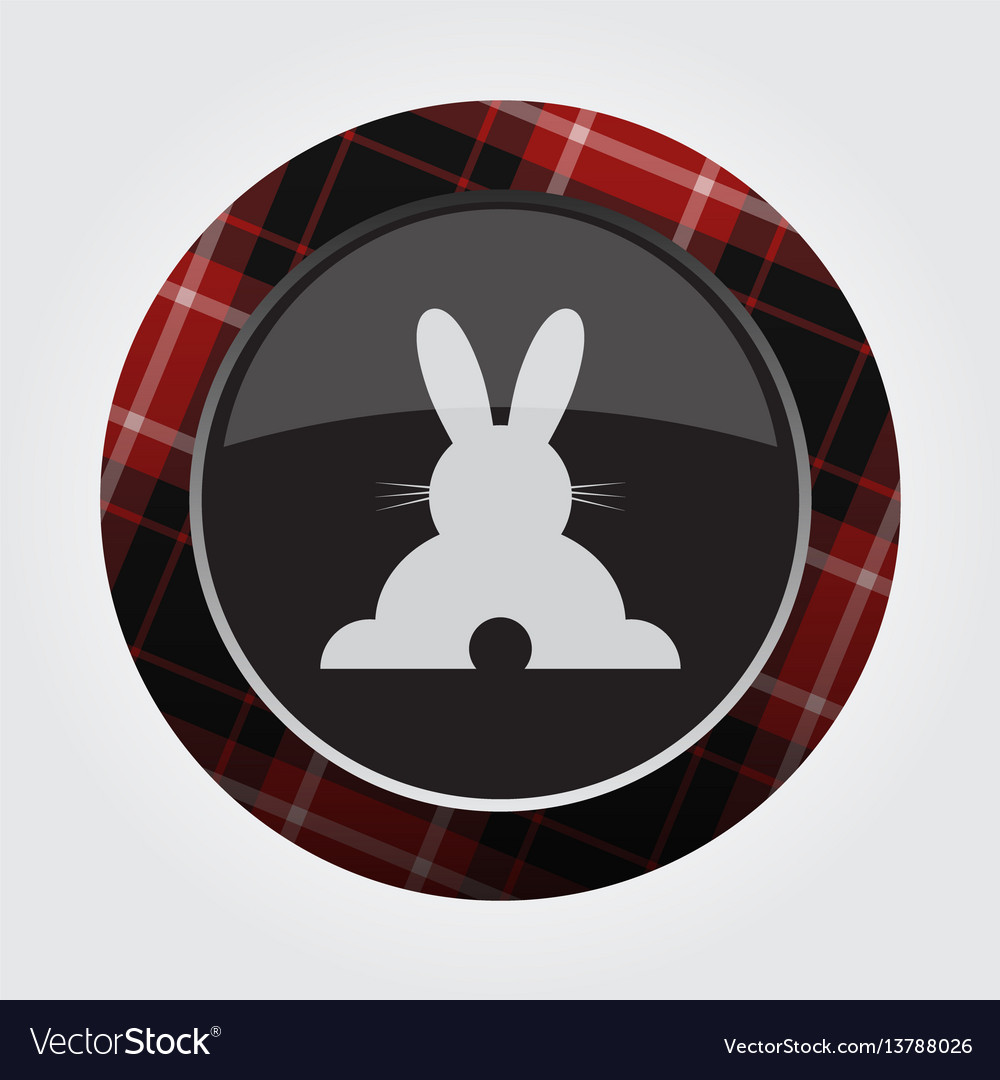 Button red black tartan - rabbit rear view icon