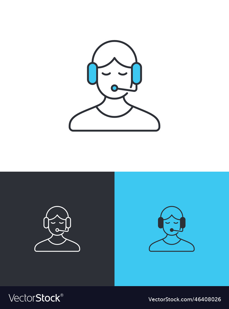 Call center operator line icon Vector Image Call center operator line icon