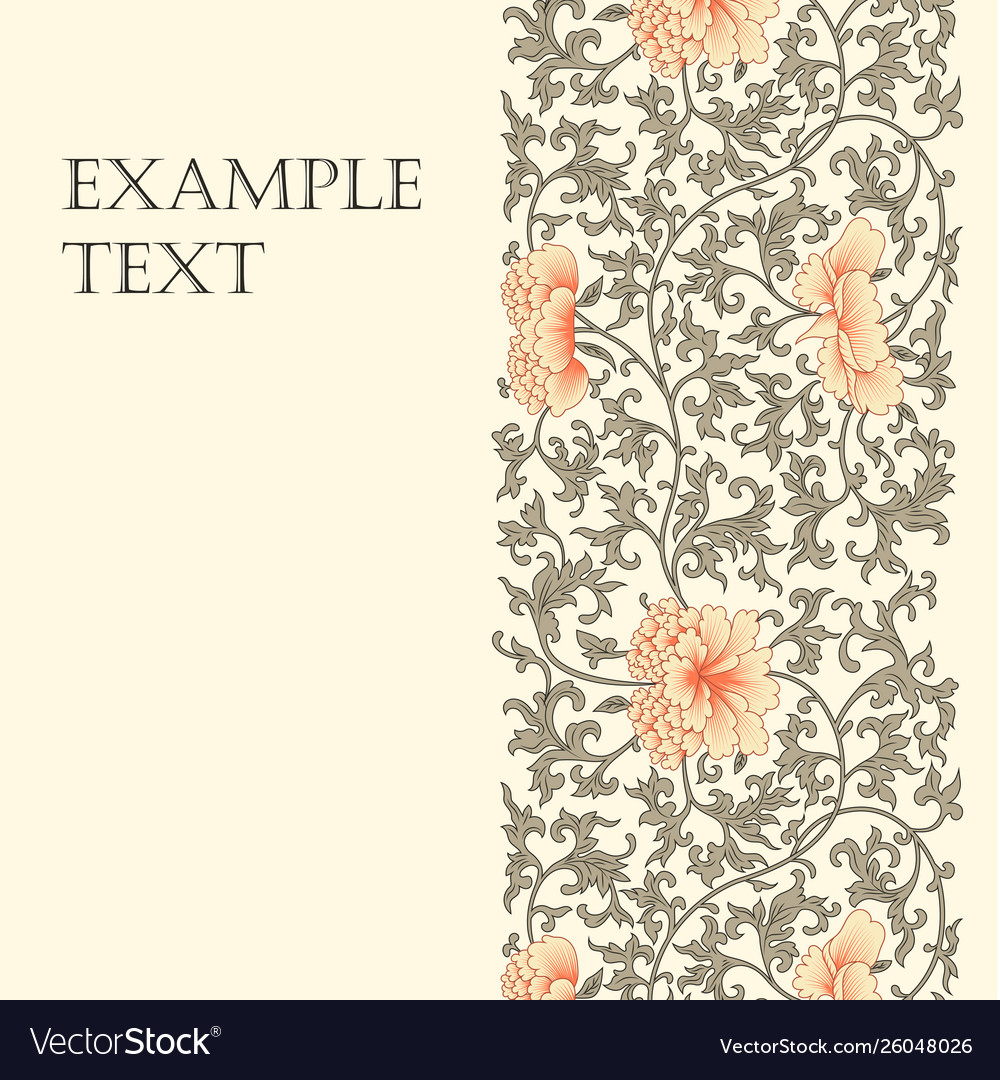 Card template with asian flowers