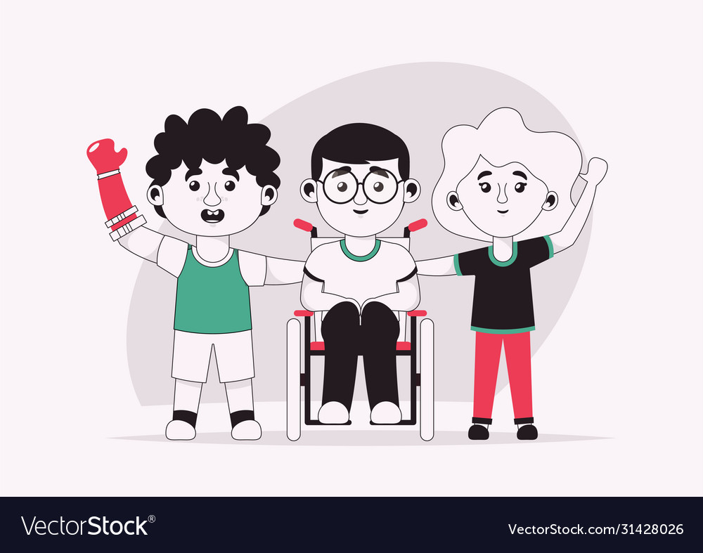 Character disabled kids and Royalty Free Vector Image