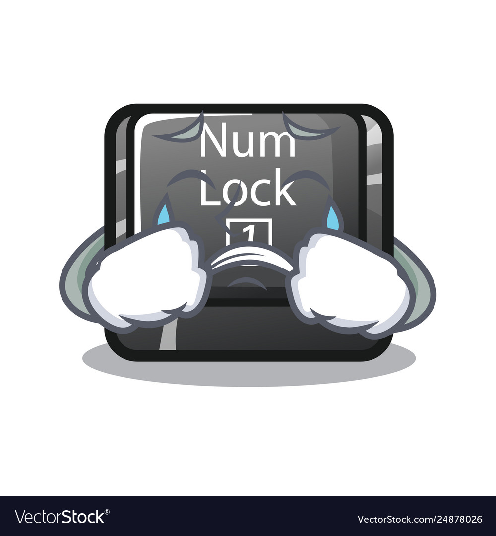 Crying num lock installed on cartoon computer vector image Crying num lock installed on cartoon computer