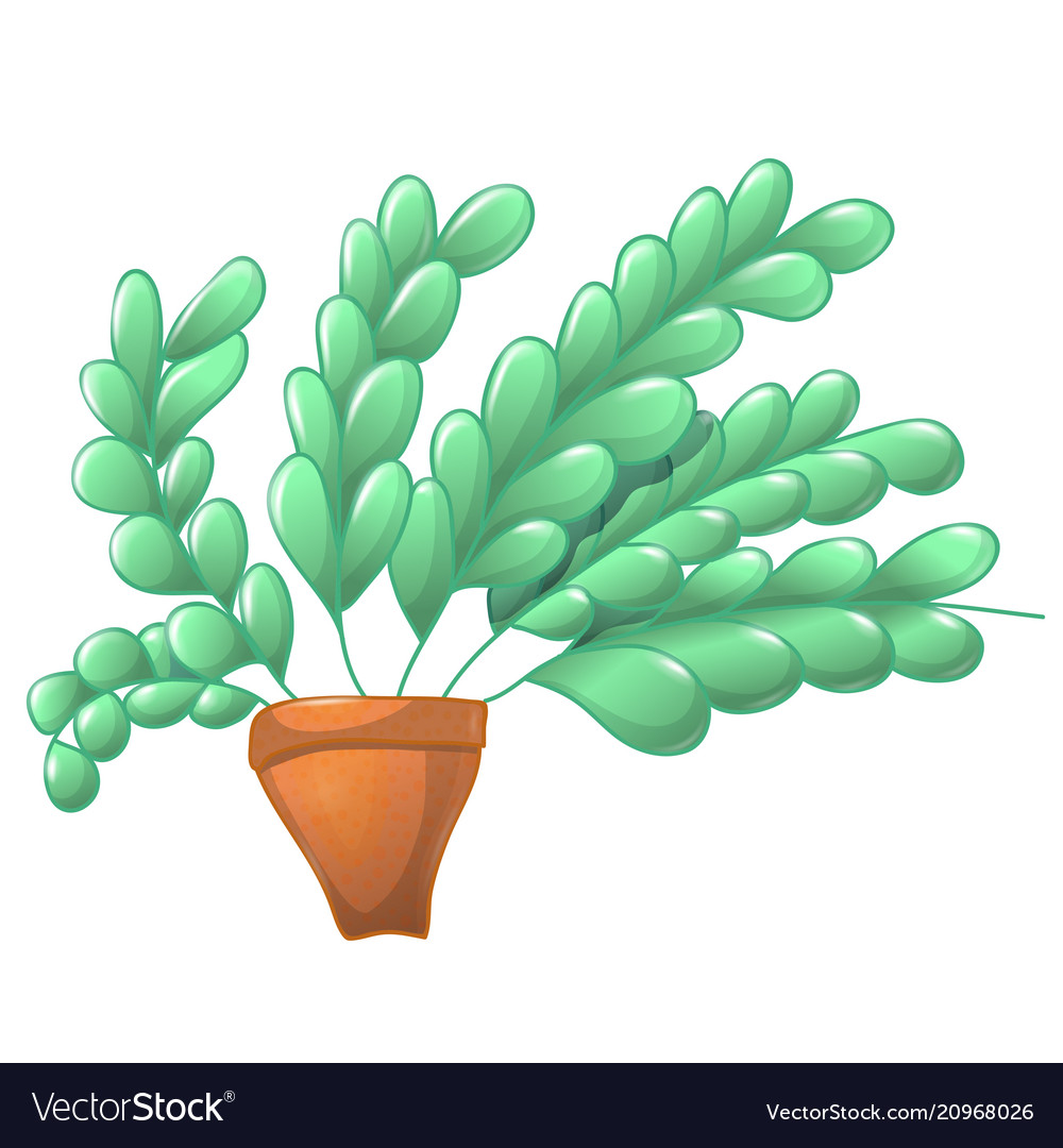 Cute cartoon colored plant in simple pot