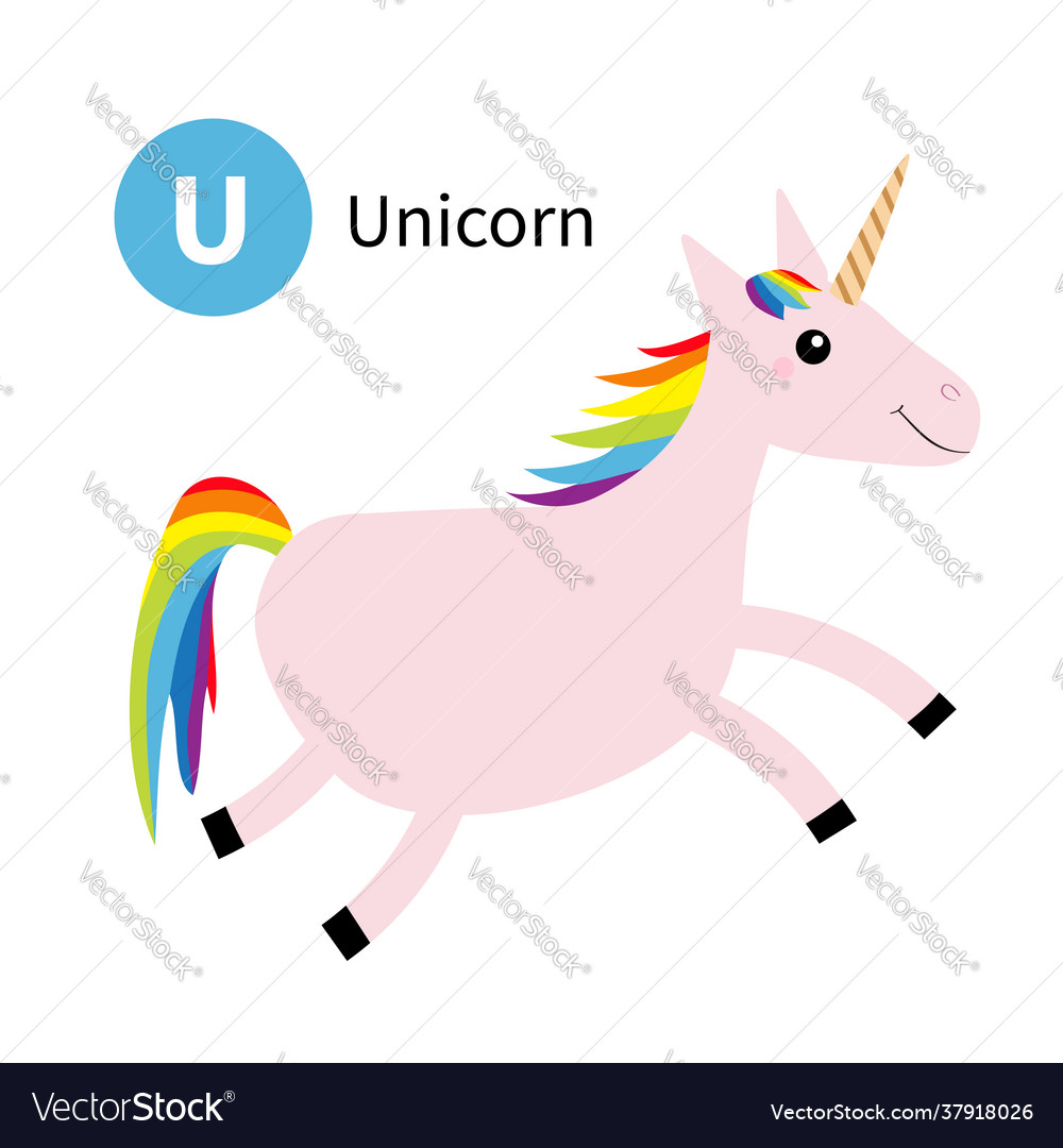 Letter u unicorn zoo animal alphabet english abc