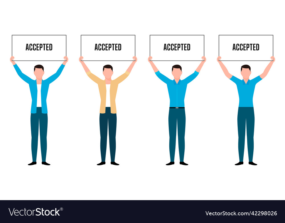 Man holding accepted board flat character people