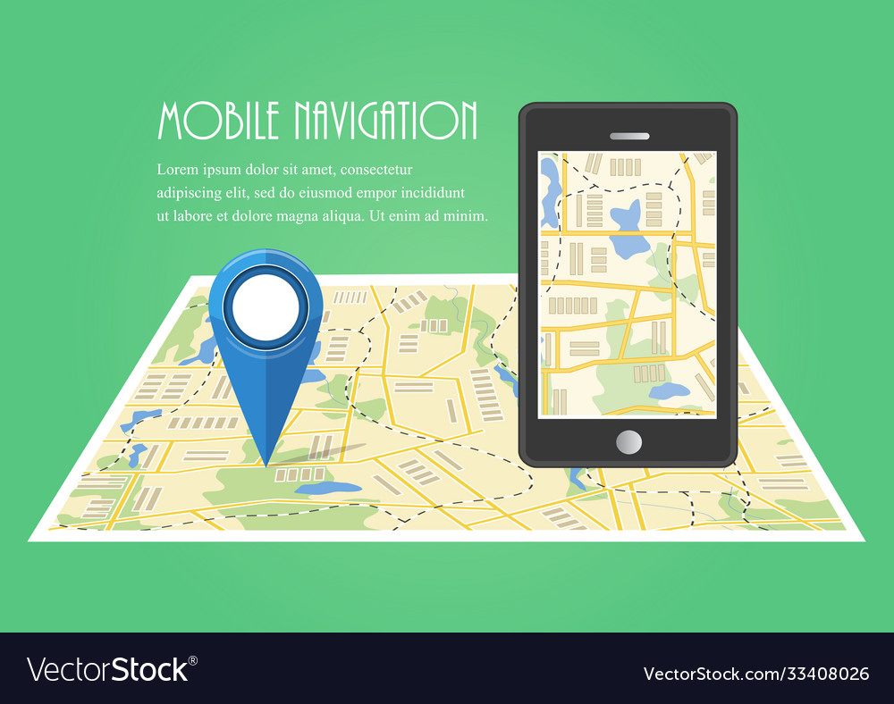 Map concept mobile navigation delivery vector image Map concept mobile navigation delivery