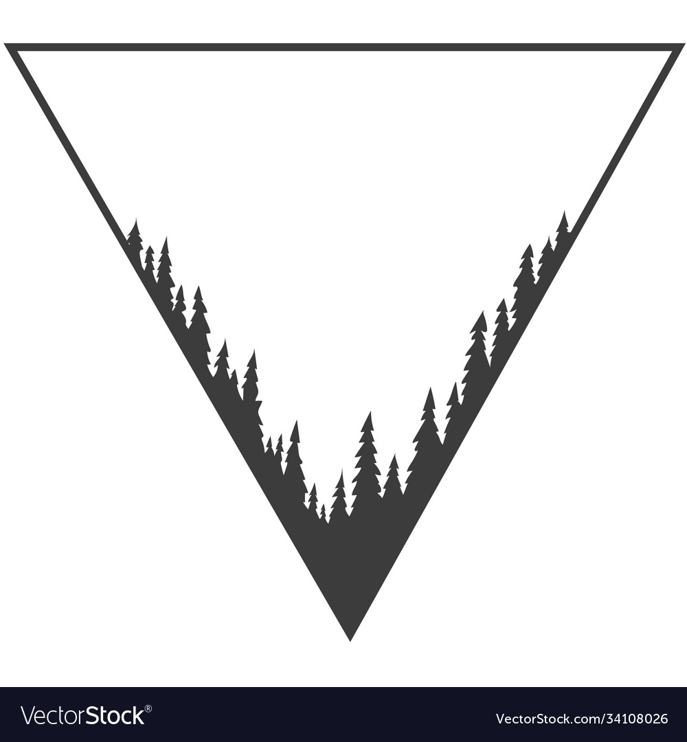 Pine trees in a triangle drawing vector image Pine trees in a triangle drawing