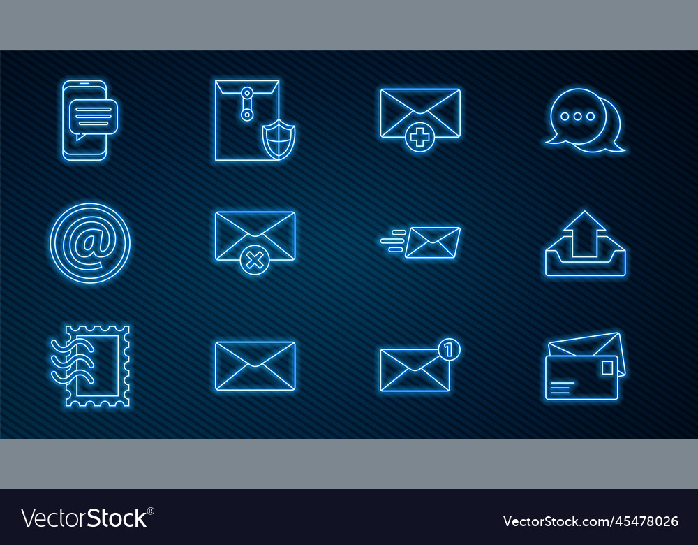 Set line envelope upload inbox received message vector image Set line envelope upload inbox received message