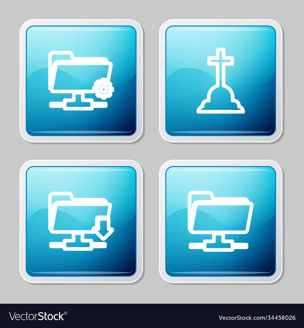 Set line ftp settings folder tombstone with cross Vector Image Set line ftp settings folder tombstone with cross