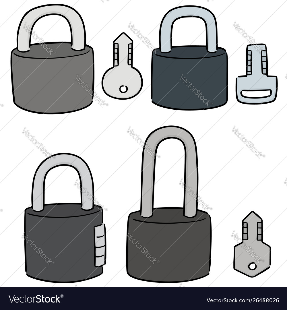 Set lock and key vector image Set lock and key
