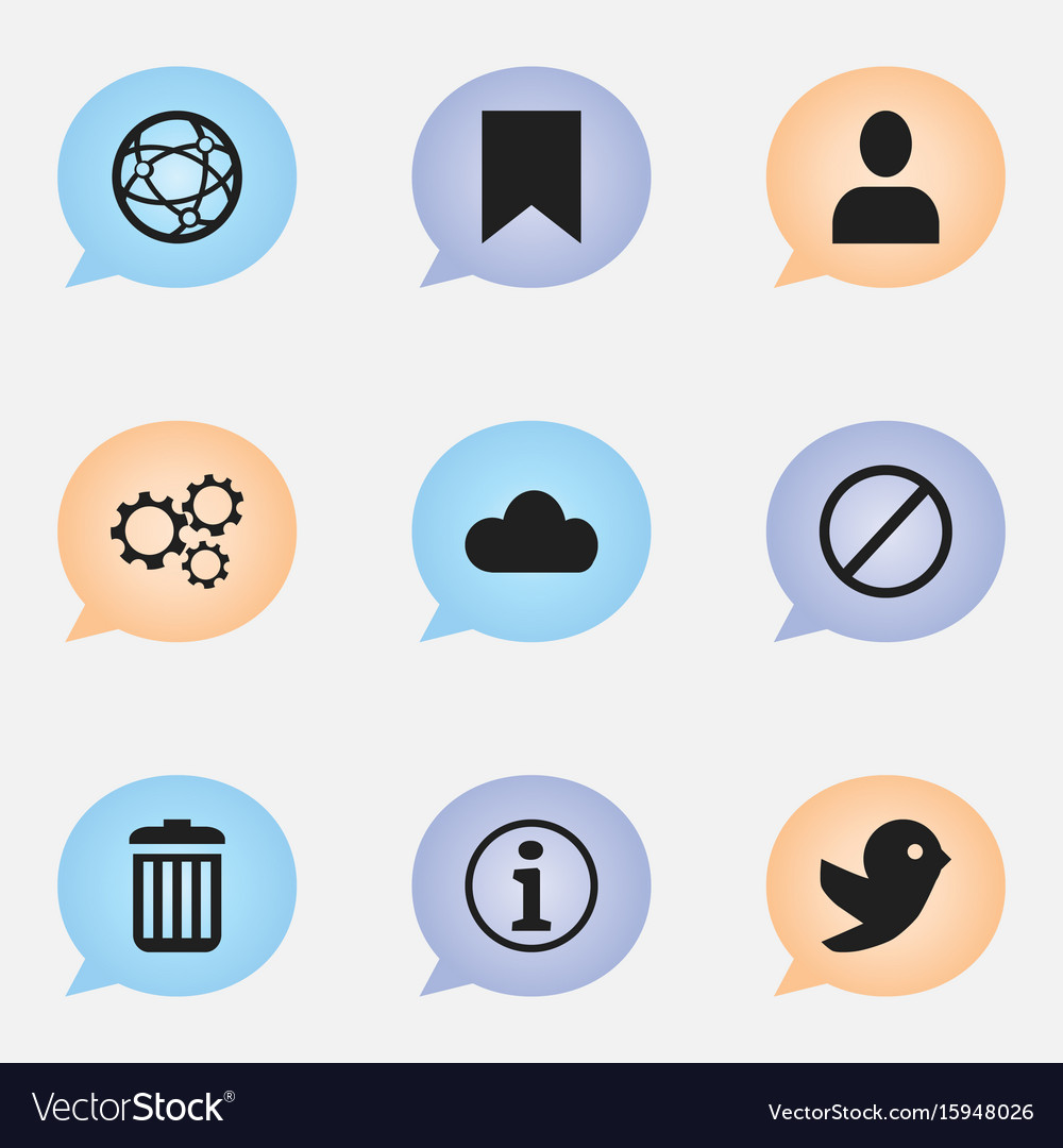 Set of 9 editable web icons includes symbols Vector Image