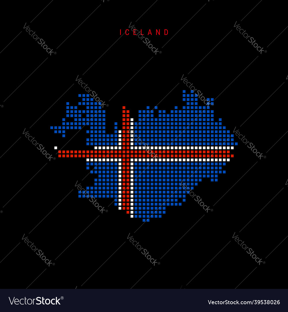 Square dots pattern map of iceland dotted pixel