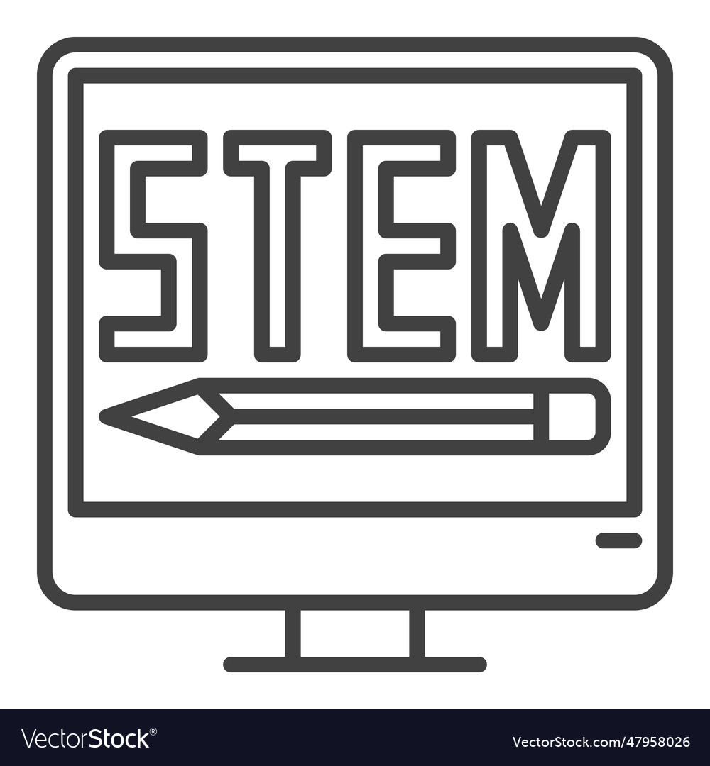 Stem desktop computer monitor concept outline icon vector image Stem desktop computer monitor concept outline icon