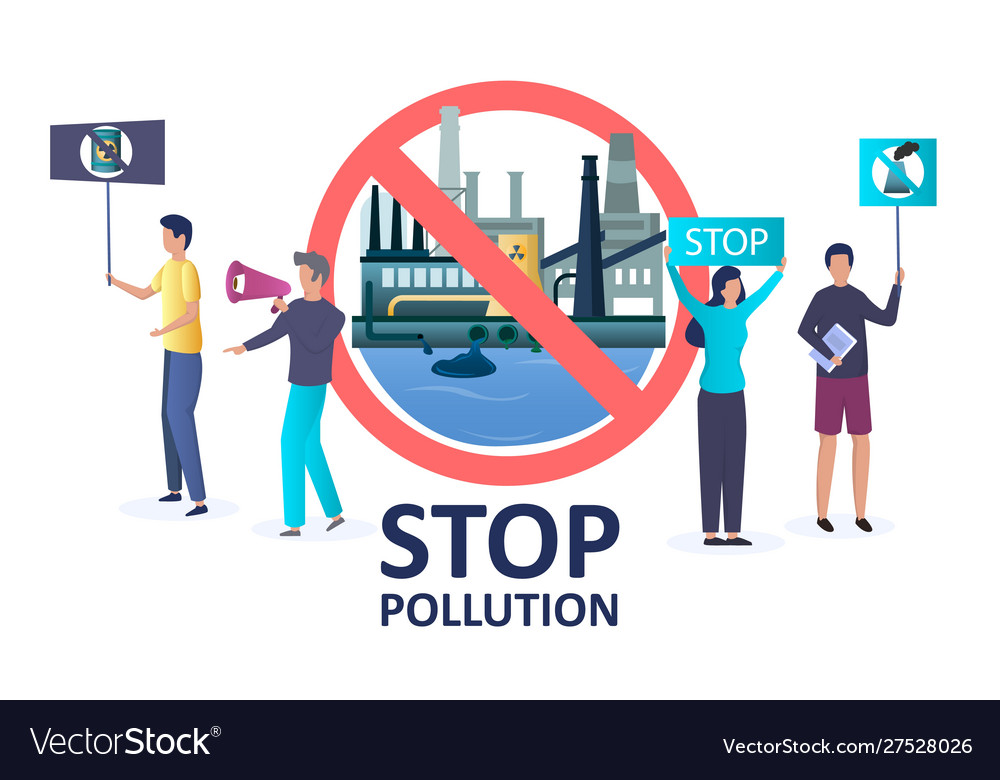 Stop pollution concept for web banner Royalty Free Vector