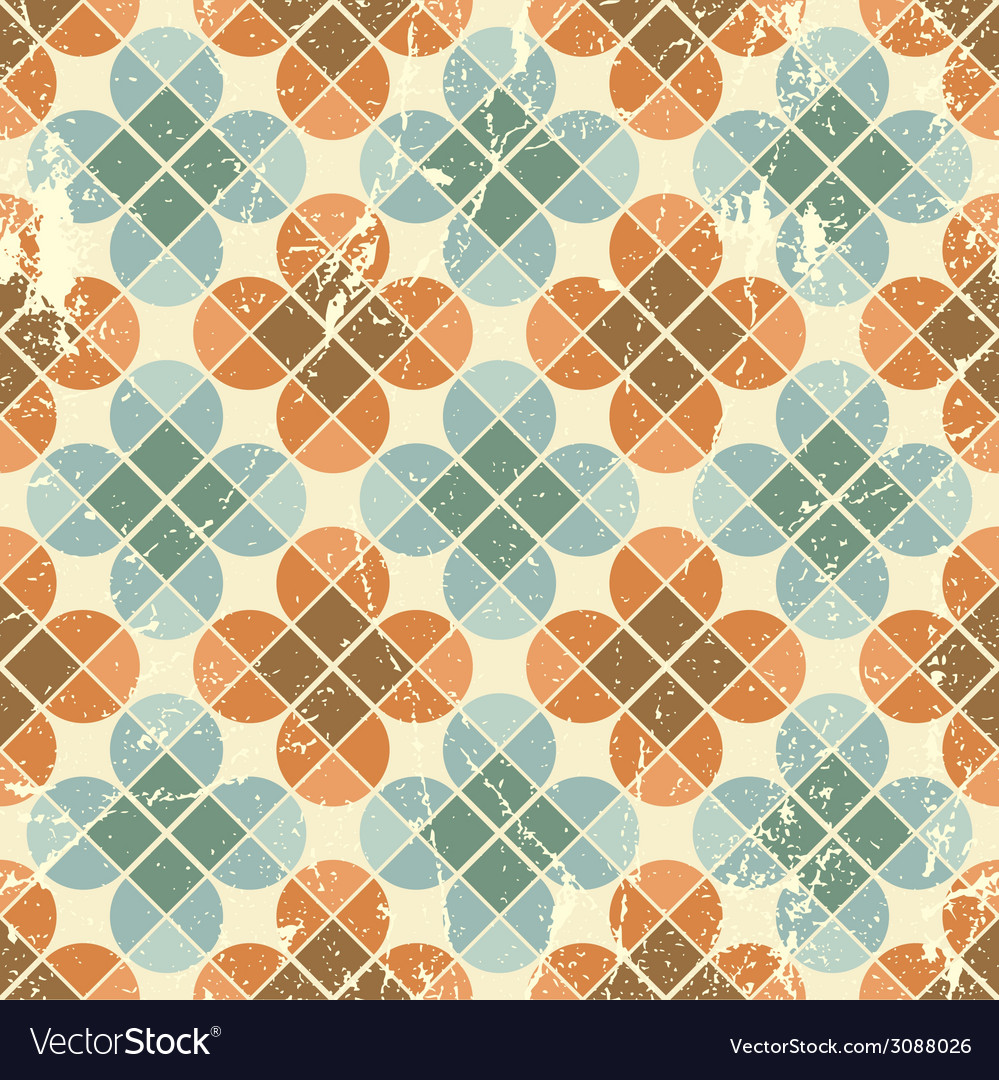 Vintage flower tiles with grunge texture seamless Vector Image