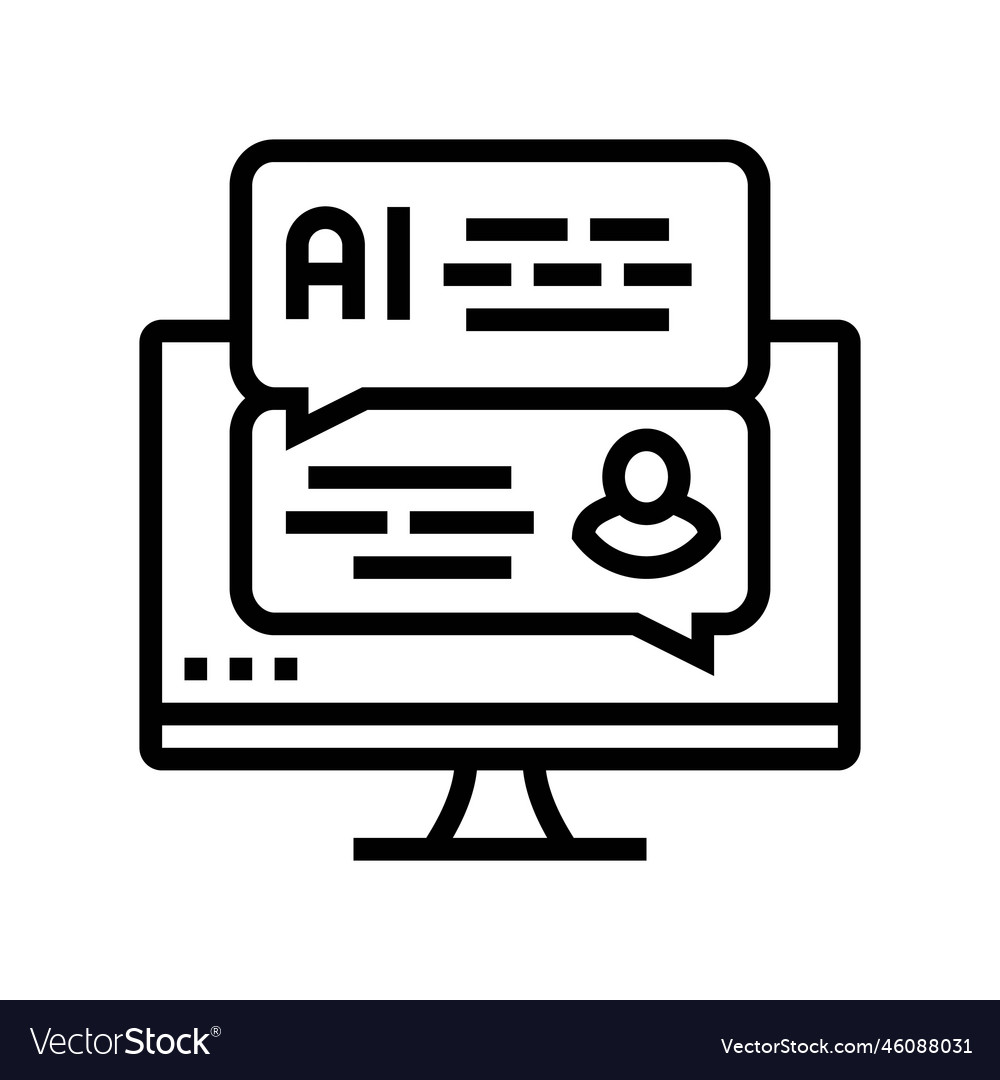 Artificial chat bot line icon