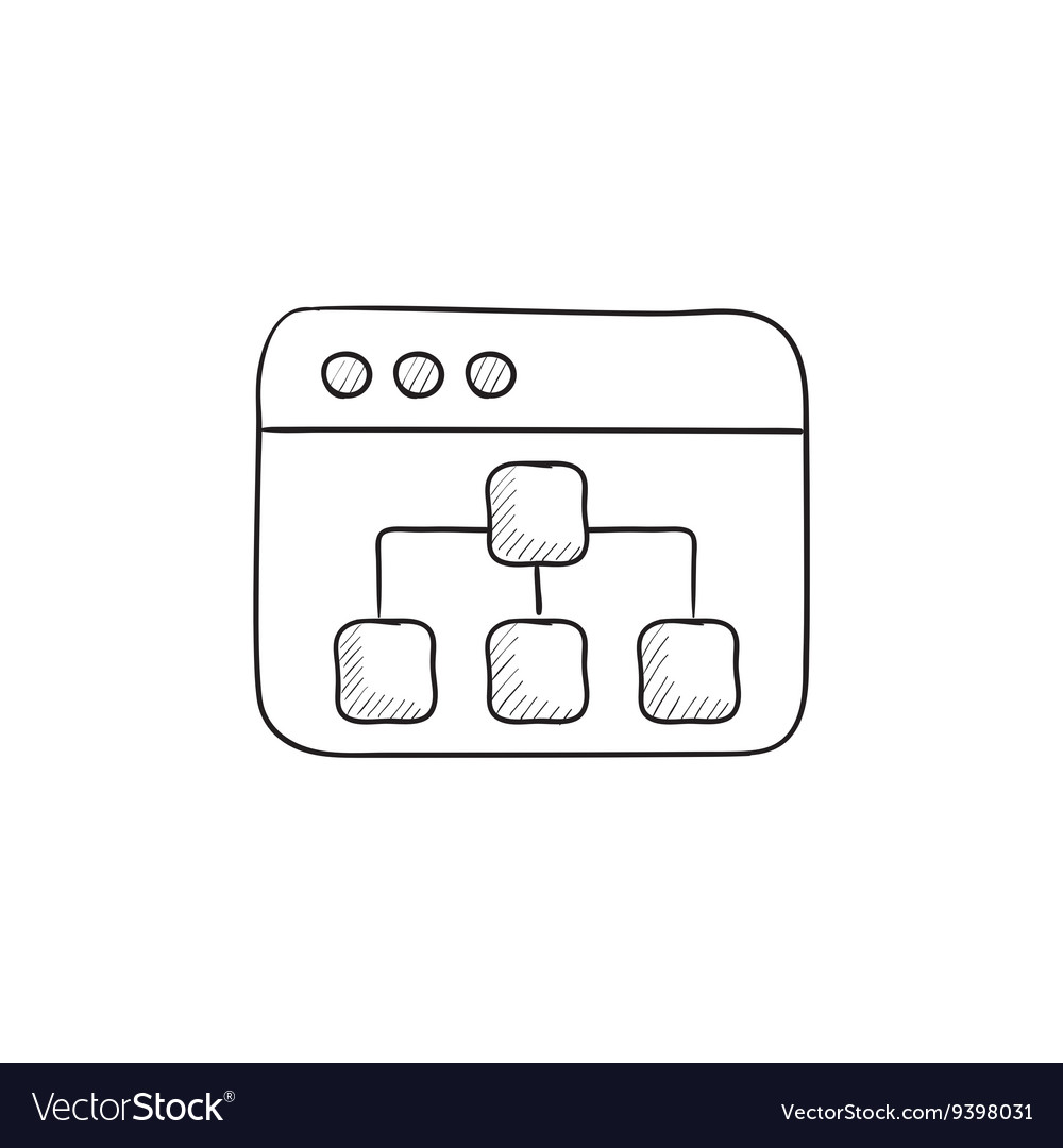 Browser window with folders sketch icon