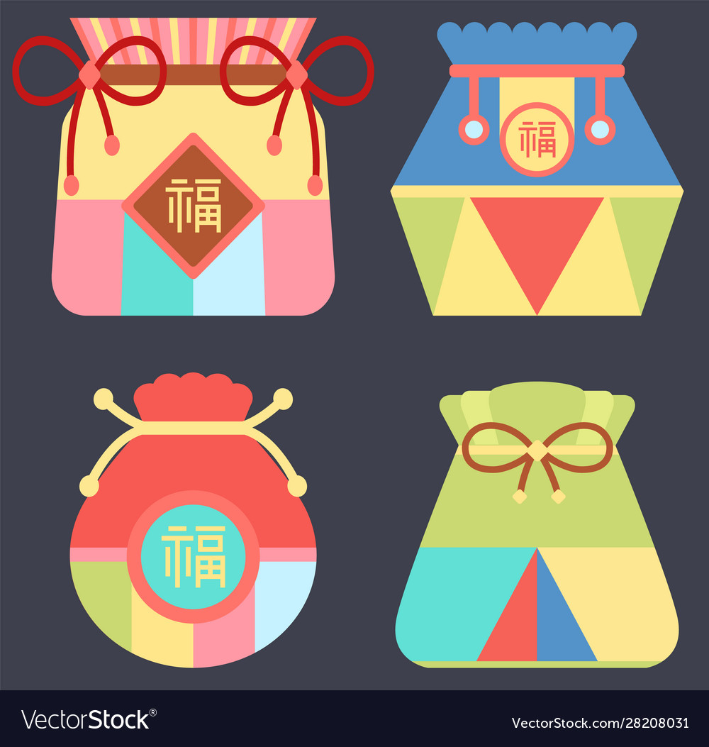 Chinese fortune bag bringing luck and happiness Vector Image