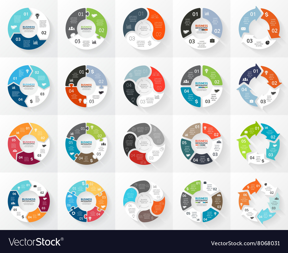 Circle arrows infographics set 3 4 5 6