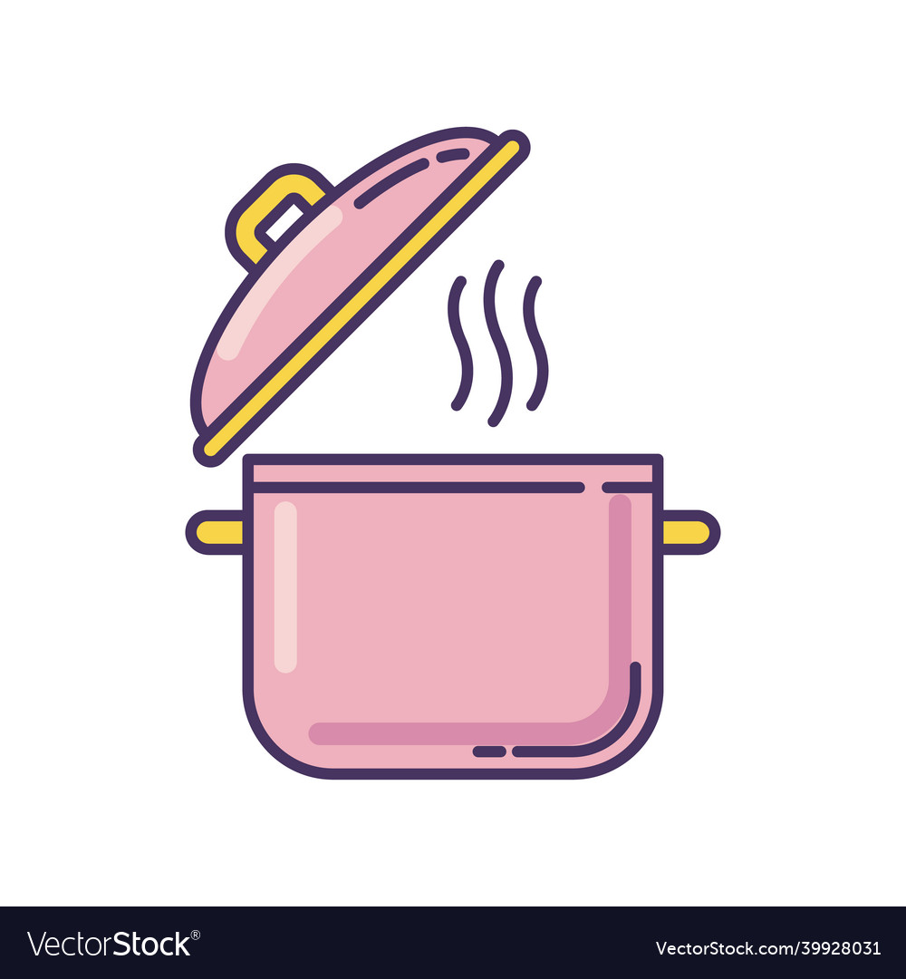 Cooking pot pink rgb color icon recipe vector image Cooking pot pink rgb color icon recipe