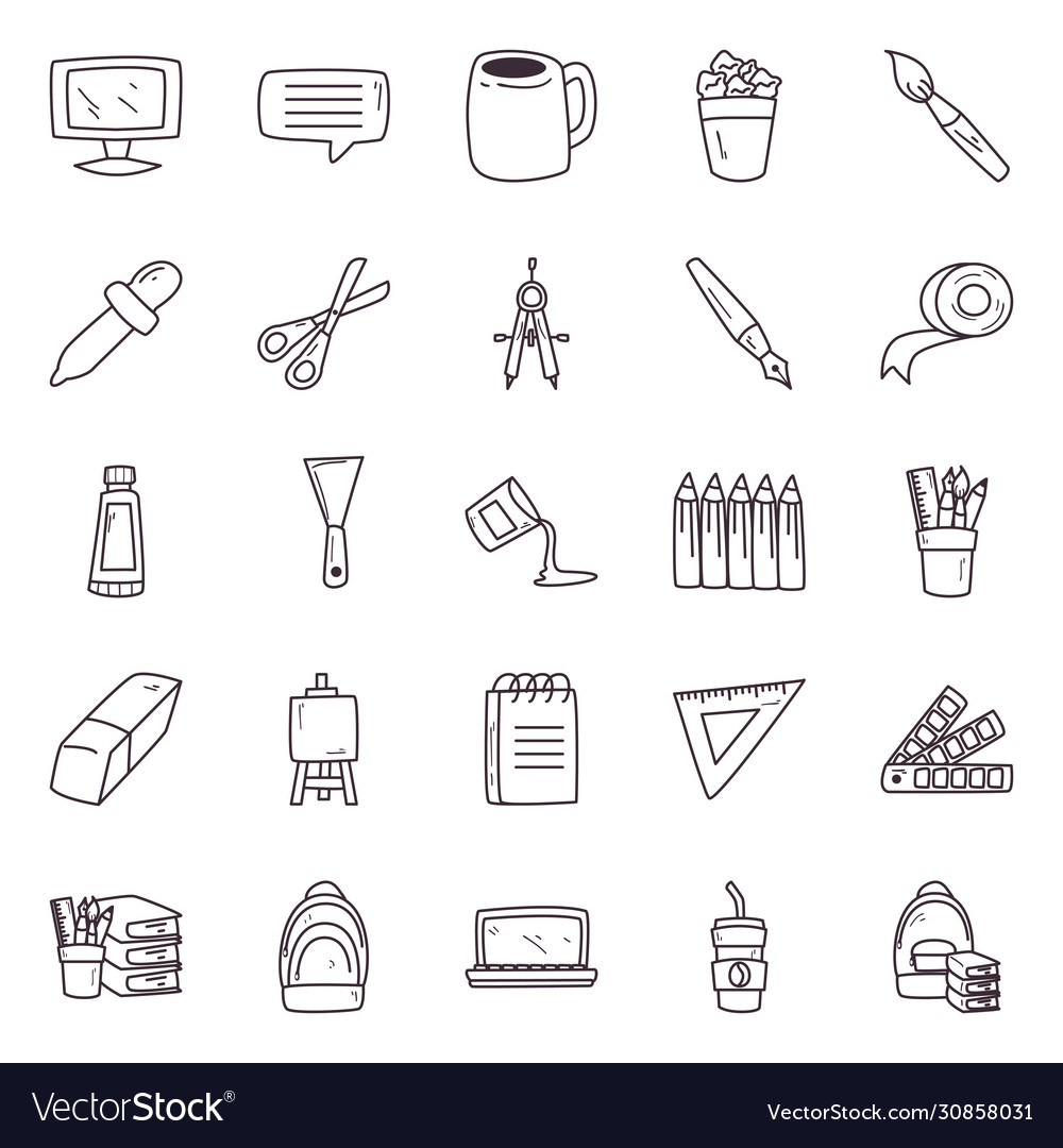 Creativity and design line style icon set