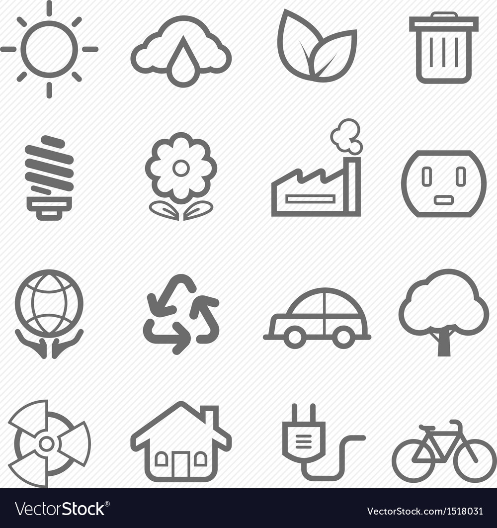 Ecology symbol line icon set