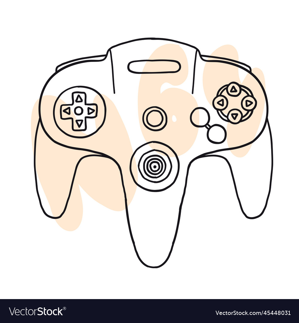 Game controller in hand-drawn style vector image Game controller in hand-drawn style