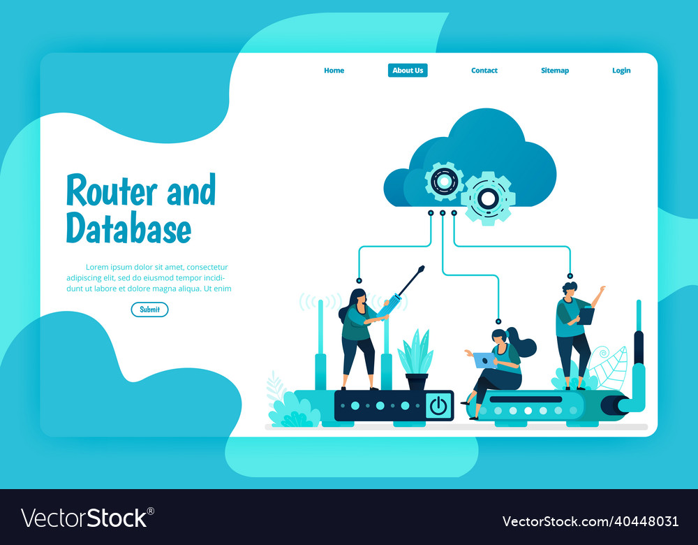 Landing page template of router and database