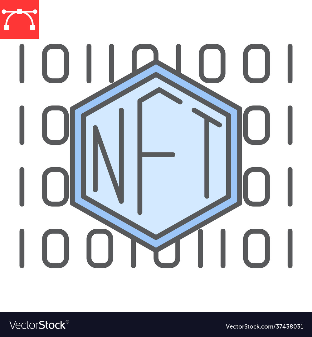 Nft code color line icon vector image Nft code color line icon