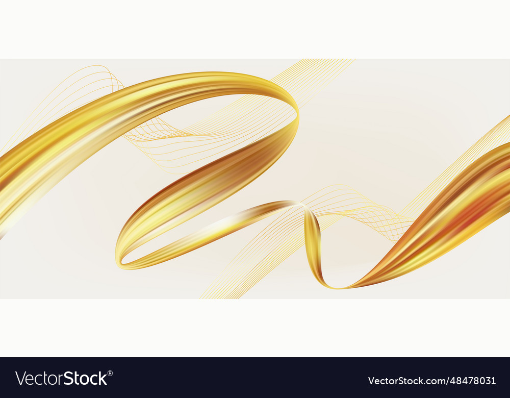 Shiny golden flowing line design element vector image Shiny golden flowing line design element