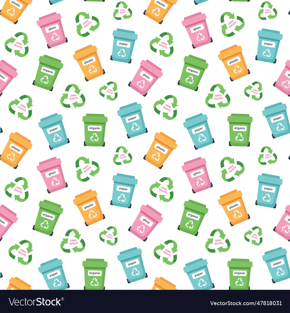 Zero waste concept seamless pattern with garbage
