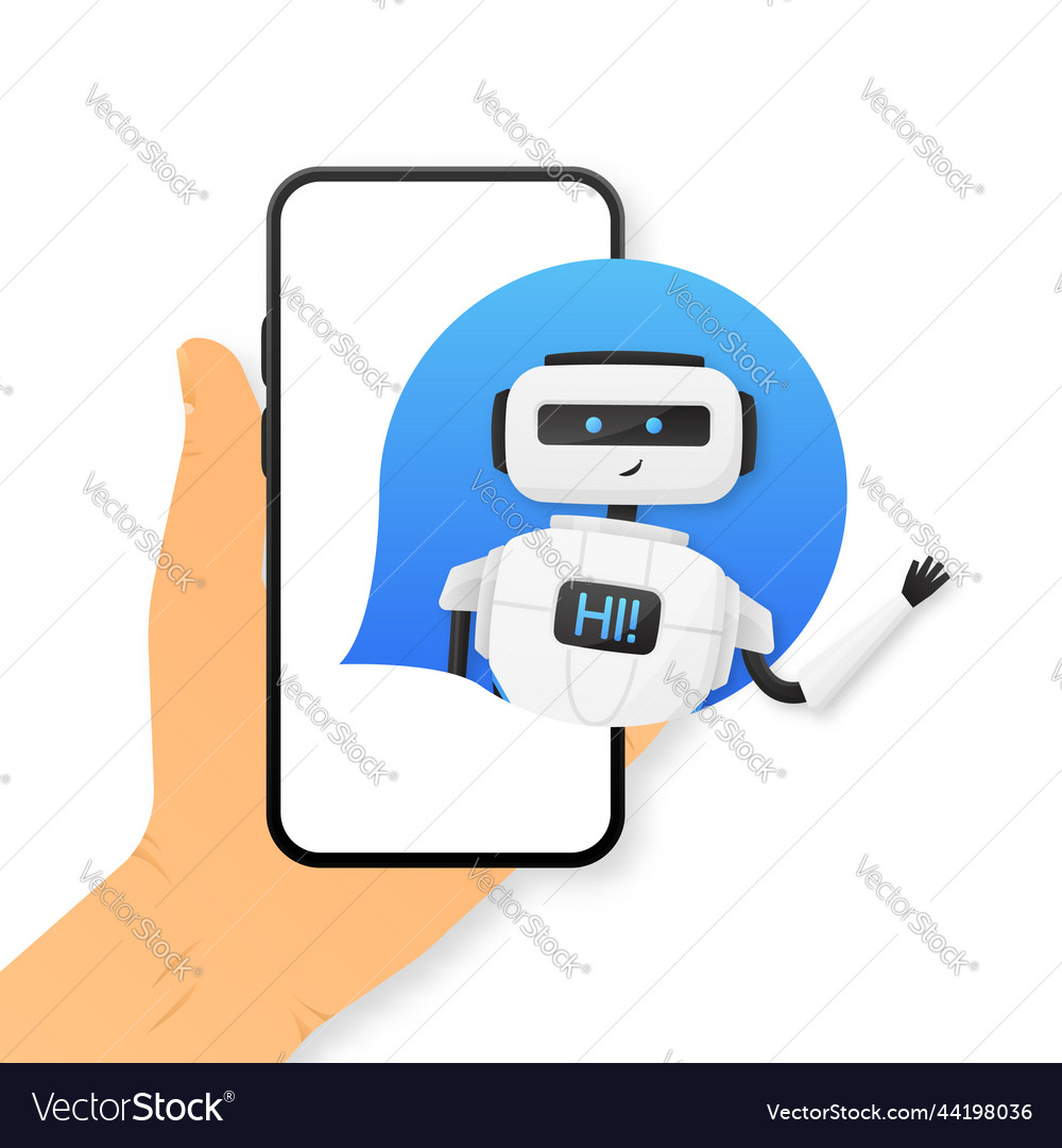 Bot says hello to users welcome vector image Bot says hello to users welcome