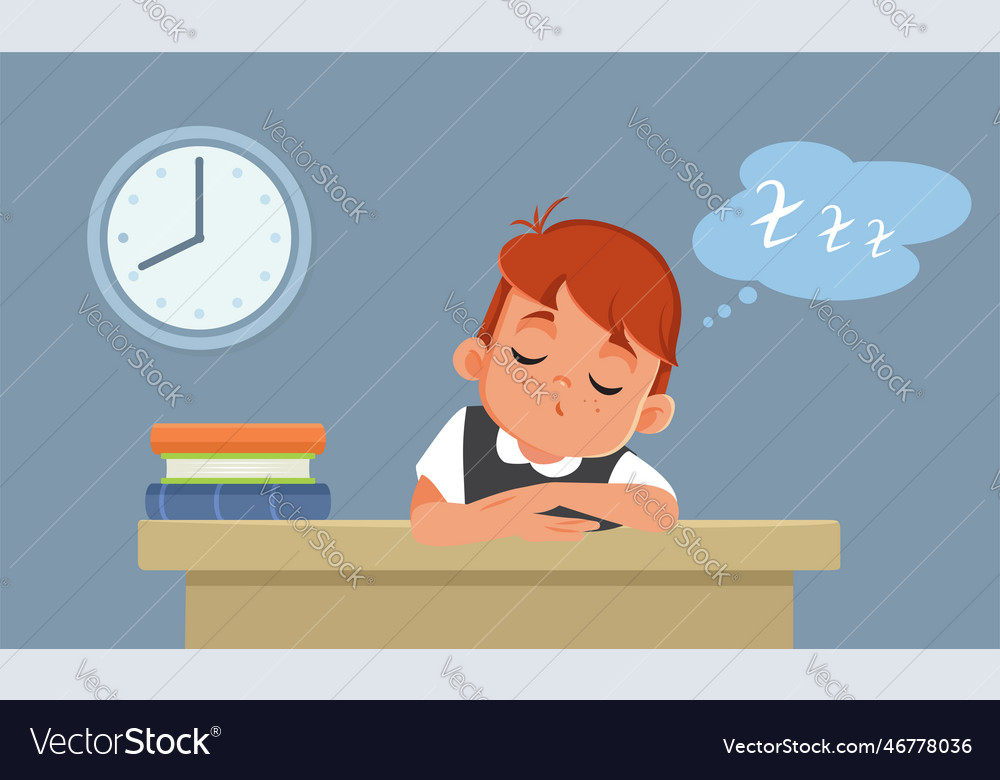 Boy falling asleep with head on the desk during