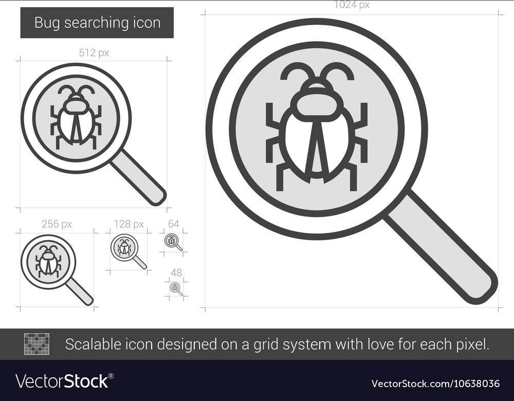 Bug searching line icon