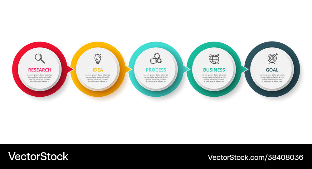 Circle elements graph diagram with 5 steps Vector Image
