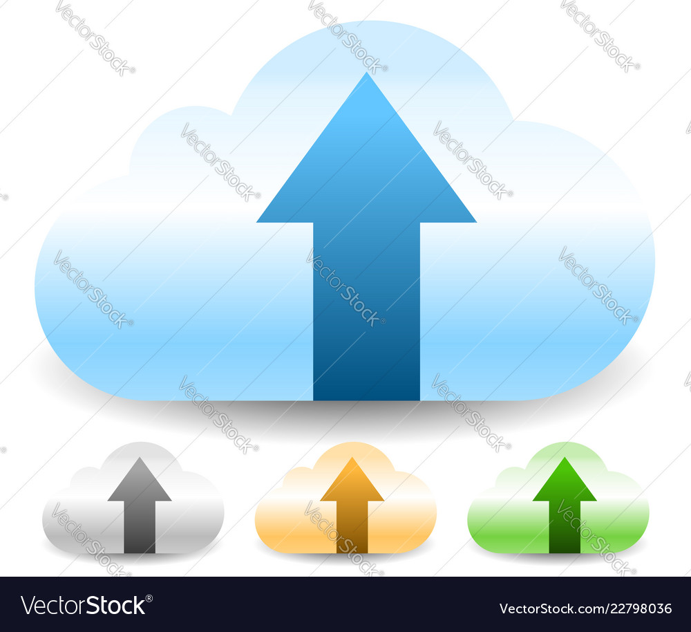 Cloud with arrow upload buttons 3 colors