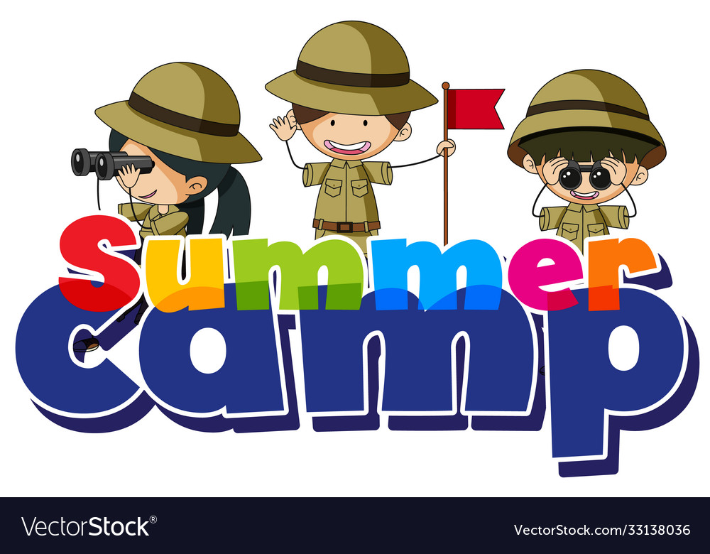 Font Design For Word Summer Camp With Kids Vector Image