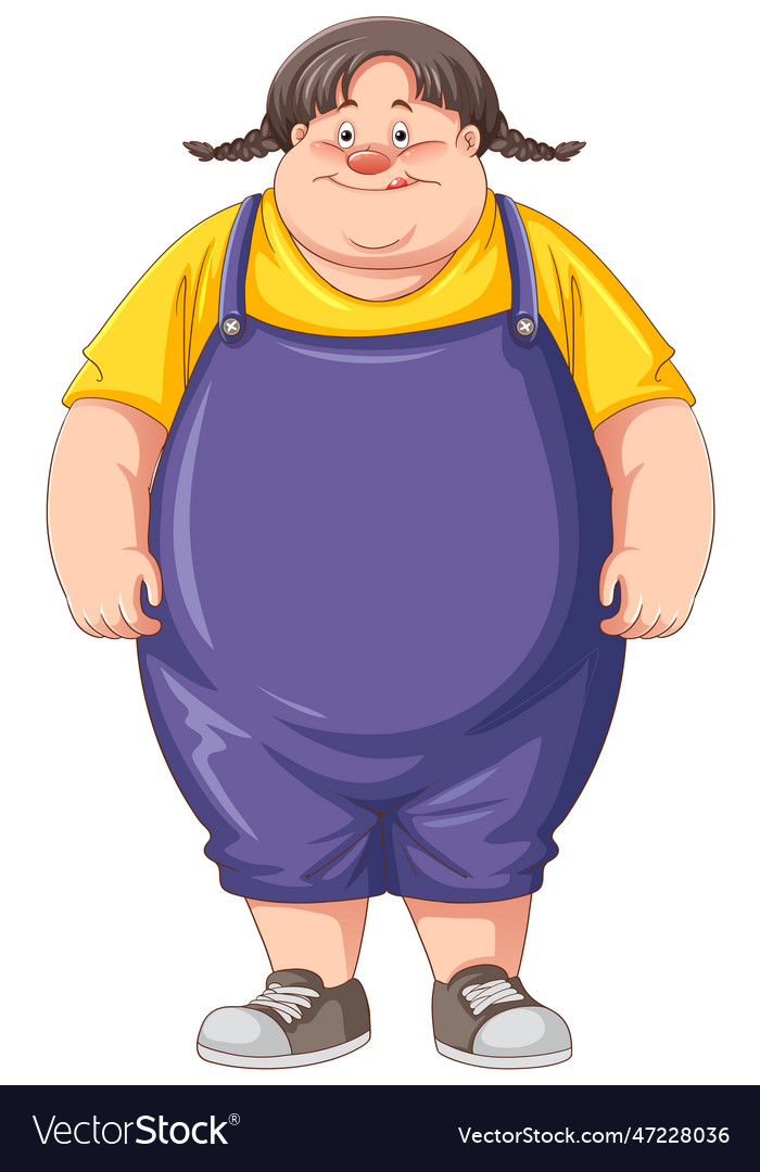 Overweight Girl Cartoon Character Royalty Free Vector Image