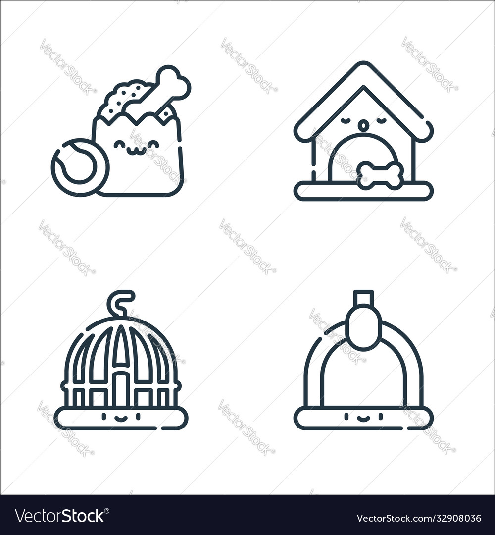 Pets line icons linear set quality